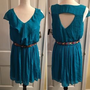 Great cut out and drape blue dress